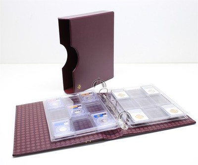 Grande BURGUNDY Album & Slipcase with 4 Encap Pages for 36 Certified Coin Slabs