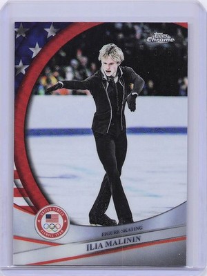 2026 Topps Chrome Olympics #92 Ilia Malinin USA Flag Refractor #/76
