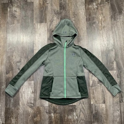Under Armour ColdGear Sprint Hybrid Jacket Hoodie Men's M Green Fleece Lined
