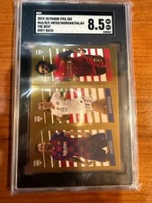 2019 Panini FIFA 365 Messi / Morgan / Salah Gray Back Gold Sticker SGC 8.5