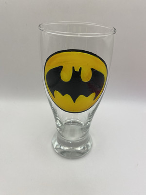 Kitchen Ware 16 Oz Glass With Batman Logo Man Cave