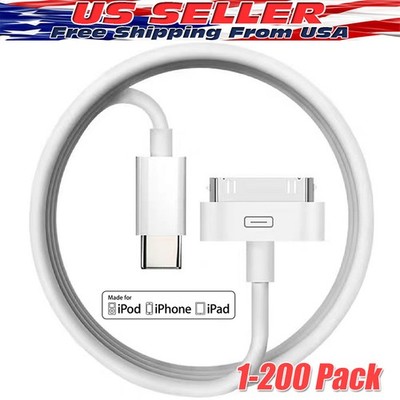 30-Pin To USB C Adapter Charging Data Sync Cable for IPhone 4 4S 3GS IPad 3 Lot