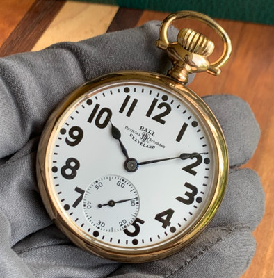 1903 Ball Official Standard 16S 21 Jewels Gold Filled Railroad Pocket Watch