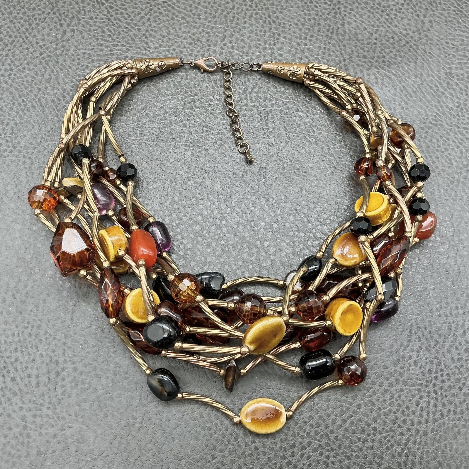 Multicolor Beaded Multi Strand Statement Necklace… - image 2