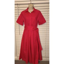 J. Crew Hot Pink Button Up Dress Belted Short Sleeve Size 2 Preppy