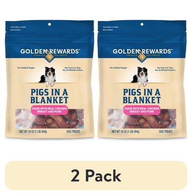 (2 pack)  Pigs in a Blanket Chicken and Pork Sausage Dog Treats, 16 oz