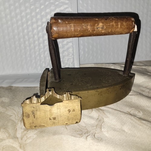 Antique 18th Century Brass Slug Box Sad Iron Dated  1794 