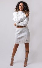 White Co-ord Knitted Skirt Set