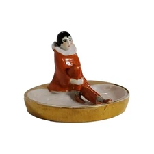 OLD NORITAKE ART DECO HARLEQUIN LADY CROWN PIERRETTA ASHTRAY 1920s 1930s JAPAN