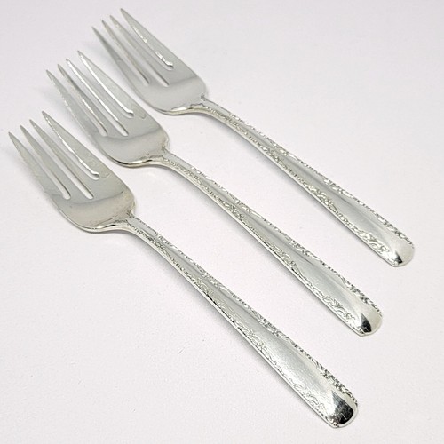 3 Sterling Silver Salad Forks Gorham Camellia Flower Dessert Elegance