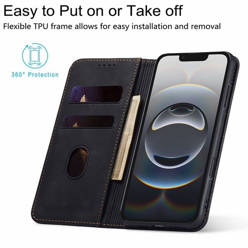 Custodia a portafoglio in pelle per iPhone 16 Pro Max/16+/16e flip cover/protezione schermo - Foto 24 di 42