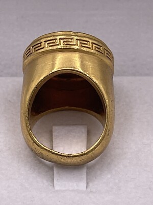 VERSACE Brushed Gold Metal Crystal MEDUSA Men's Signet Ring