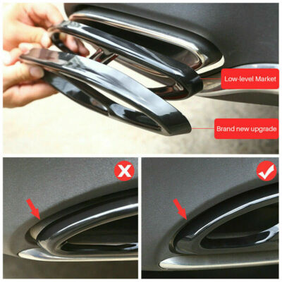 2X Schwarz Auspuffblende Auspuff Abdeckung für BENZ W205 W213 W212 W246 W176 DHL
