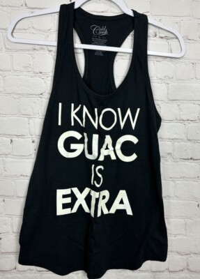 Cold CRush Tank Gym Workout Active Shirt Women  I Know Guac Is Extra  Black Sz L