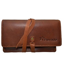 Tobacco Pouch Brown Genuine Leather with Paper Compartment Tobacco Pouch