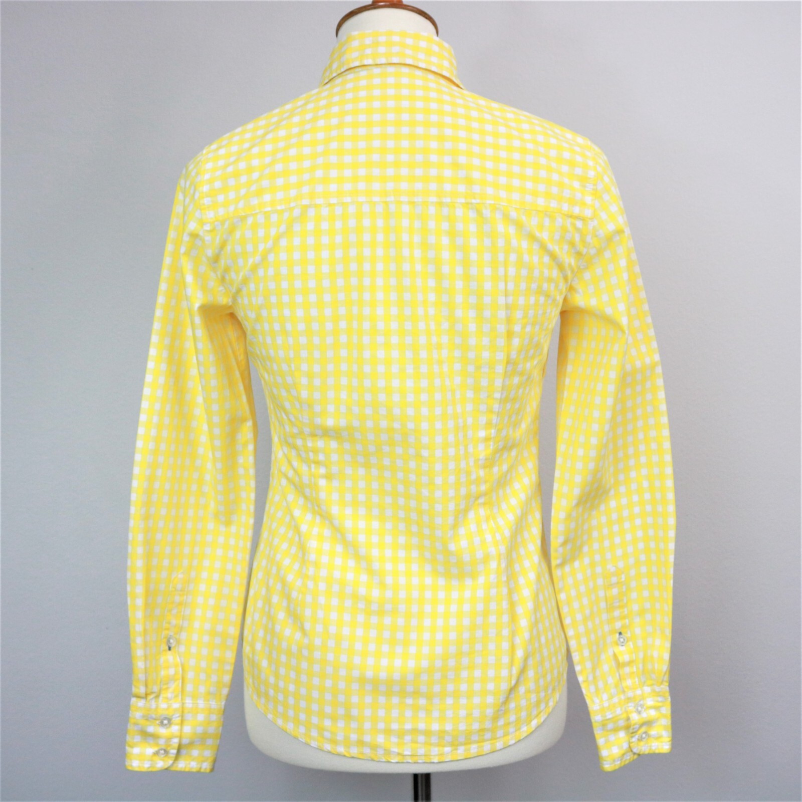 Boden Yellow Gingham Grid Collared Button Up Long… - image 8