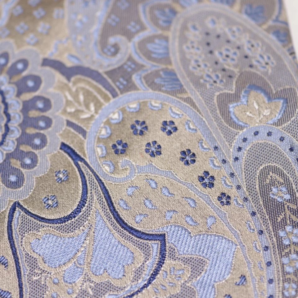 Corbata De Colección Geoffrey Beene Para Hombre 60 en Seda Azul Dorado Paisley Floral Ancha Foto 4 de 4