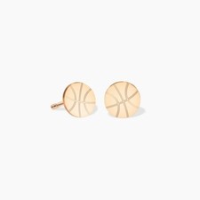 Fantastic Small Basketball Design In 10K Rose Gold Personalized Stud Earrings