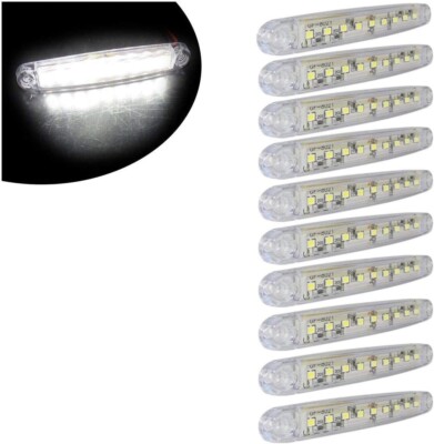10x Slim White 12v Front & Backup Reverse Marker 9 Led Lights Lamps 3.9'' 100mm
