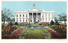 Postcard DC Washington White House c1901 USA Flag Detroit Publishing Co Flowers