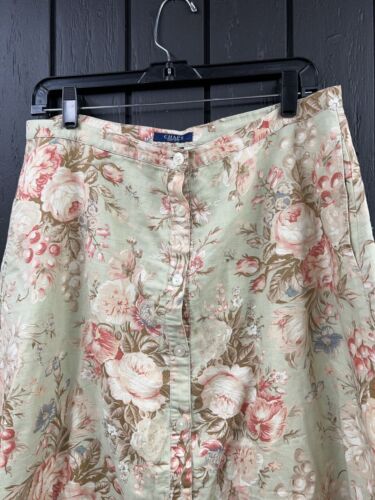 Vintage Chaps Floral Skirt Linen Cotton Blend Cottagecore Garden Tea Party Sz 12 - Picture 3 of 4
