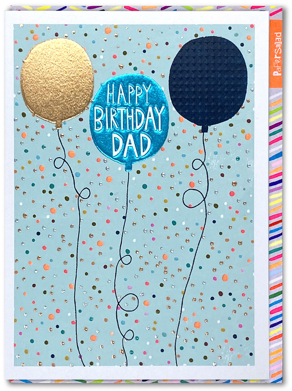 Paper Salad Happy Birthday Dad Card Cute Balloons Foiled Bright Neon Colours