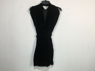ASOS Design Split Sleeve Velvet Mini Dress W/ Obi Belt -Women's Size US 2- Black