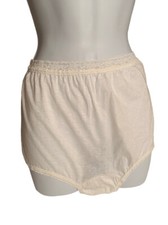 Vtg 2 - White Cotton Lace Trim Full Brief Panties Plus Sz 22/24 Made in USA NOS