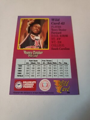 採doメントレーディングカード 1992 Wild Card Collegiate 100 Stripe Terry Dozier #63 | eBay