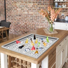 23"X17" Drop In Ice Chest 304 Stainless Steel Beer Beverage Cooler BBQ Island