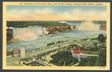 ONTARIO POSTCARD "AMERICAN & HORSESHOE FALLS, OAK GARDEN THEATRE, NIAGARA FALLS"