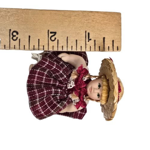Miniature Porcelain Dolls Set Articulated Small Tiny Blonde Country Farmhouse - Picture 11 of 11