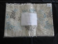 4 NIP FIFTH AVENUE LEAF EMBROIDERED Polyester/Linen PLACEMATS--18-1/4" x 12-1/2"