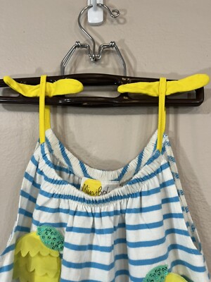 7-8 Mini Boden Blue White Stripe Lemon Dress Tank | eBay