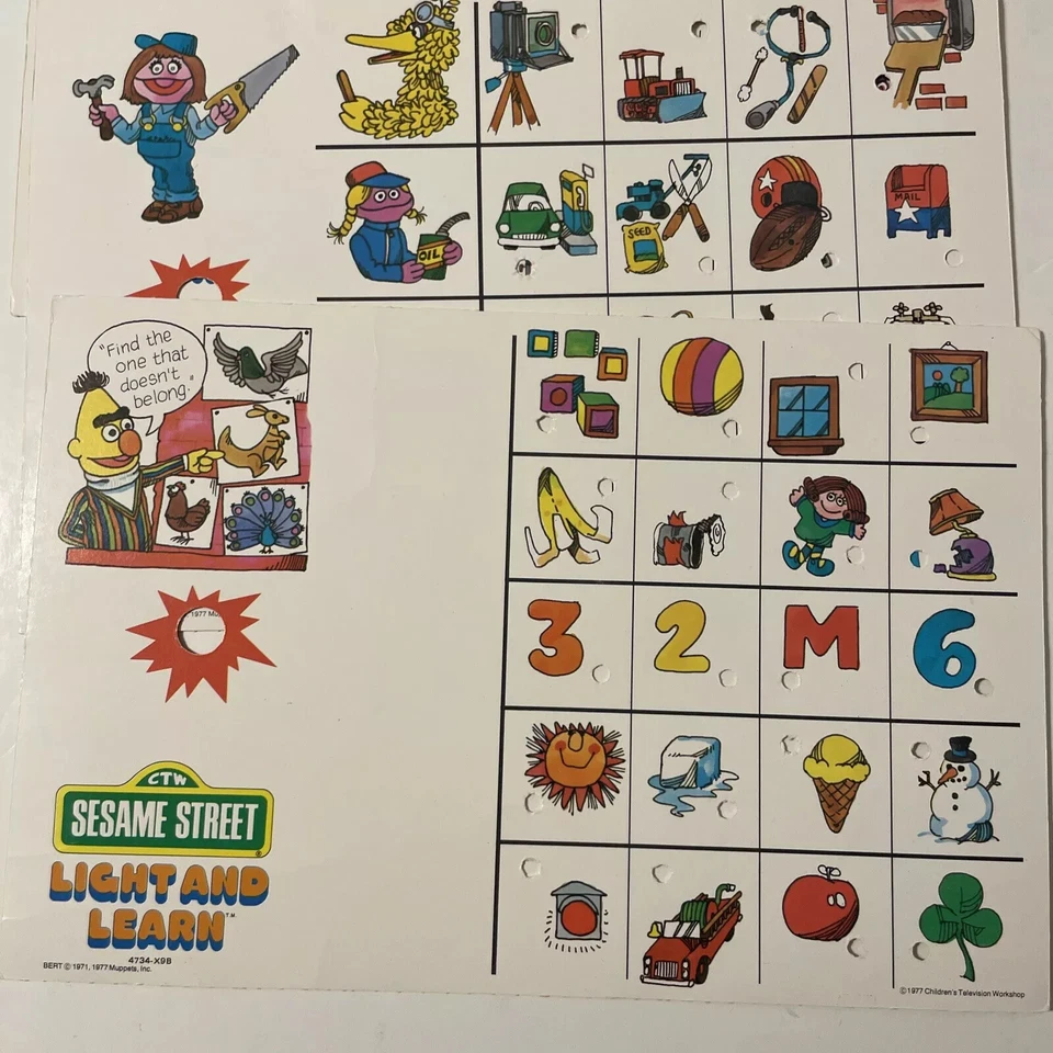Vintage Sesame Street "Light And Learn" Game (1977) - Lot of Parts (ONLY) - Image 3 of 4