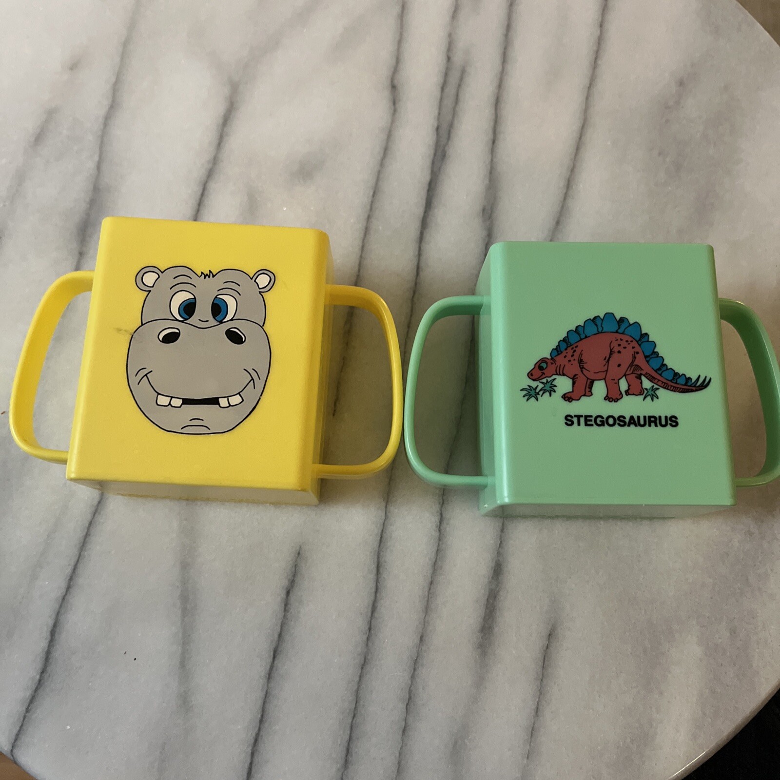 VTG Juice Box Holders Toddler Buddies Mommy's Helper Hippo & Stegosaurus