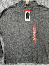 Matty M Sweater Women's Medium Black Marled Wool Blend Mock Neck Long Sleeve New