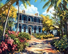 Key West with Ernest Hemingway House oil painting 8x10 Print