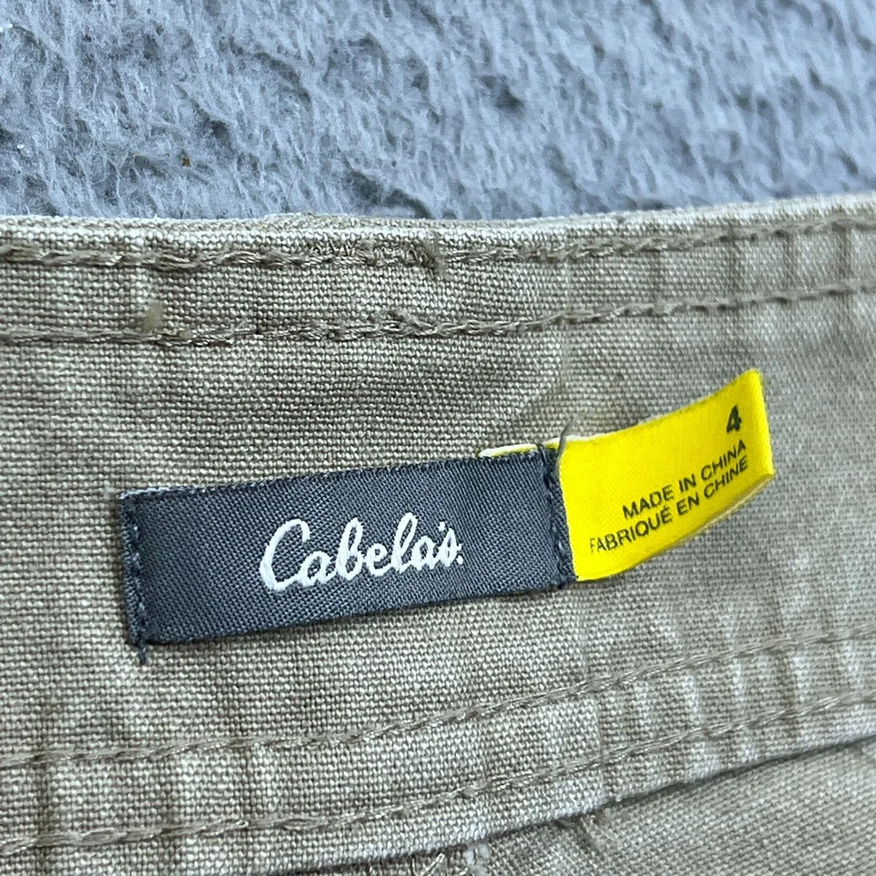 Shorts de caminhada Cabelas feminino bege bronzeado denim 5" tamanho 4 bolso retrô - Imagem 3 de 4