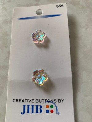 JHB INTERNATIONAL 3D BUTTON CLEAR FLOWER BUTTON FLOWER 2PCS