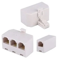2+1Pack 2pcs 3 Phone Jack Splitter RJ11 6P4C 1 Male to 2 Females and 1pc Phon...