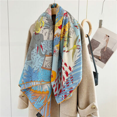 2023 70% Cashmere & 30% Silk Wrap Stole Scarf Fashion Square Shawl Bandanna 53''