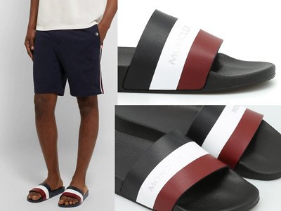 MONCLER BASILE LEATHER SLIDES SANDALEN SANDALS SCHUHE SHOES PANTOLETTEN NEW 39