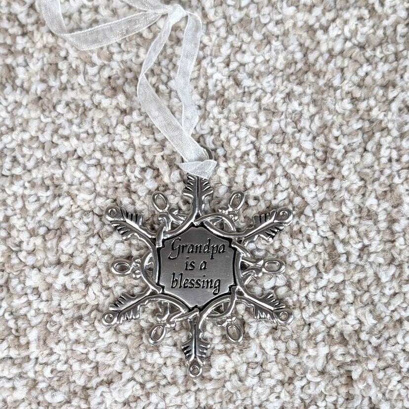 GANZ Grandpa is a Blessing Ornament Snowflake Pewter Holiday Christmas Gift