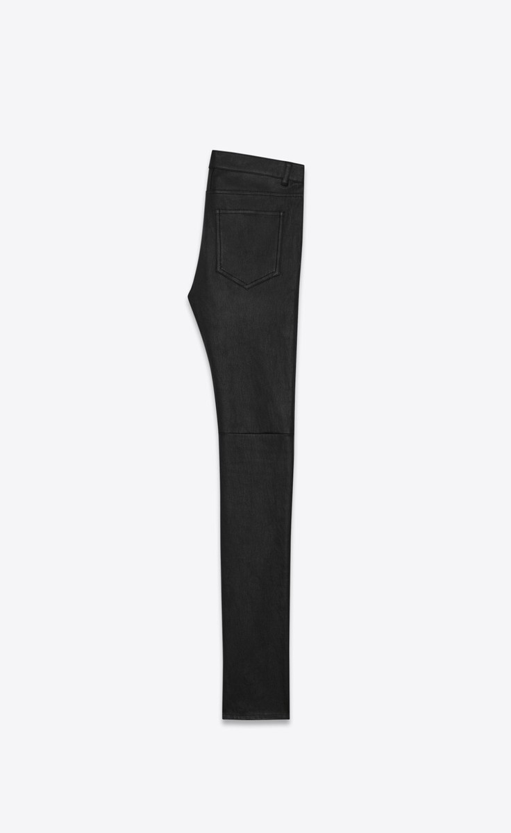 SAINT LAURENT 3290$ Black Leather Jeans - Low Waist, Skinny Fit, 5