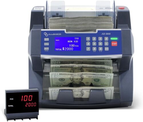 AccuBANKER AB5800 Bill Counter Multi Currency w/ Counterfeit Detection & Printer - Picture 1 of 8