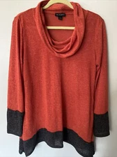I.N. Studio Cowl Neck Burnt Orange Knit Sweater Size M