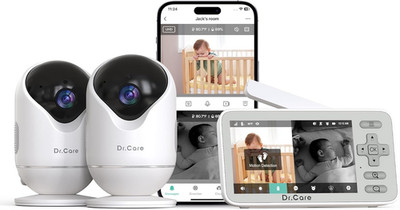 Dr.Care Vistaview Lite Smart Wifi Baby Monitor with 2 Cameras- 4  720P Split Scr