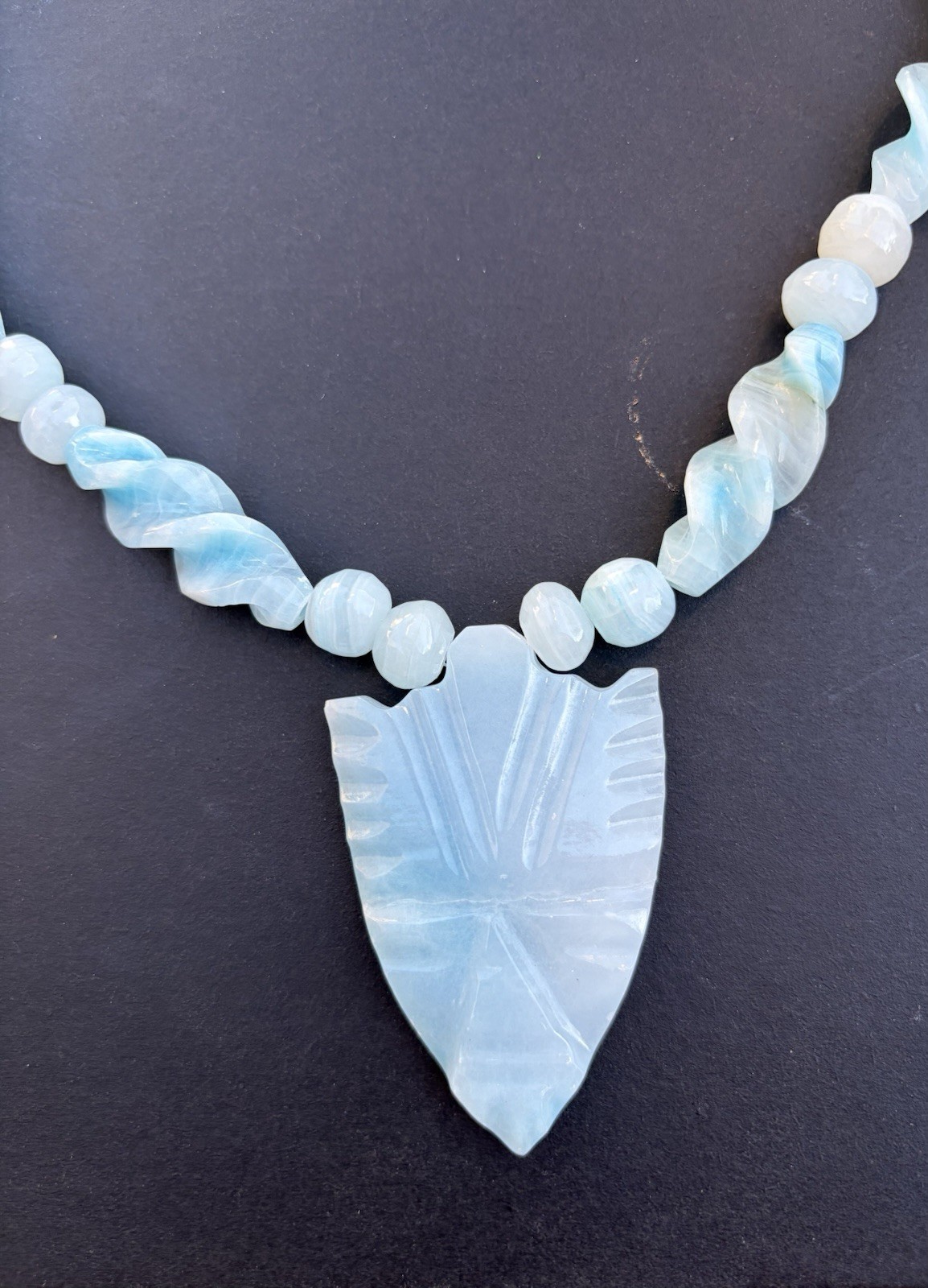 Opalite Carved Arrowhead Statement Necklace Twist… - image 2
