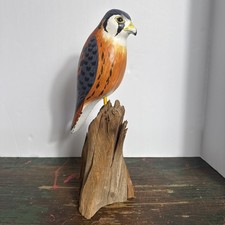 Señuelo halcón cernícalo americano de madera tallada vintage Gary Crossman Chincoteague VA